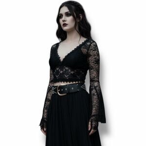 Black Silver Studded Wide Statement Belt - NWT